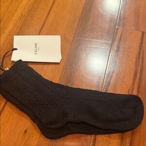 Celine Textured Black Casual Socks